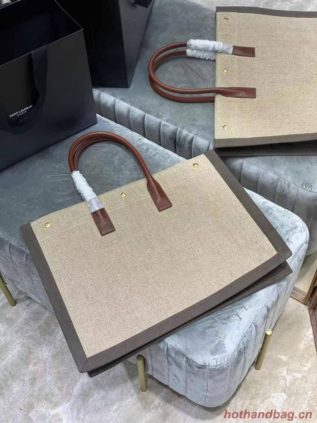 Yves Saint Laurent Tote Book Weave Shopping Bag D23699 Beige