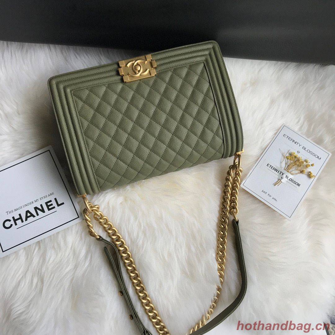 Boy Chanel Flap Bags Original Caviar Leather A67088 Dark Green