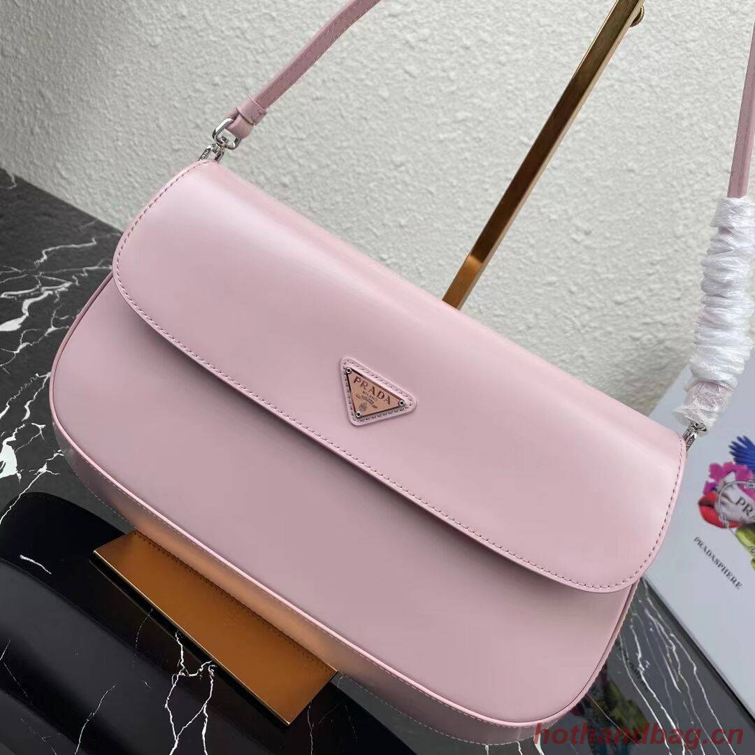 Prada Cleo brushed leather shoulder bag with flap 1BH276 pink Prada Cleo brushed leather shoulder bag with flap 1BH276 pink