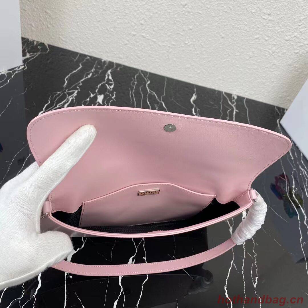Prada Cleo brushed leather shoulder bag with flap 1BH276 pink Prada Cleo brushed leather shoulder bag with flap 1BH276 pink