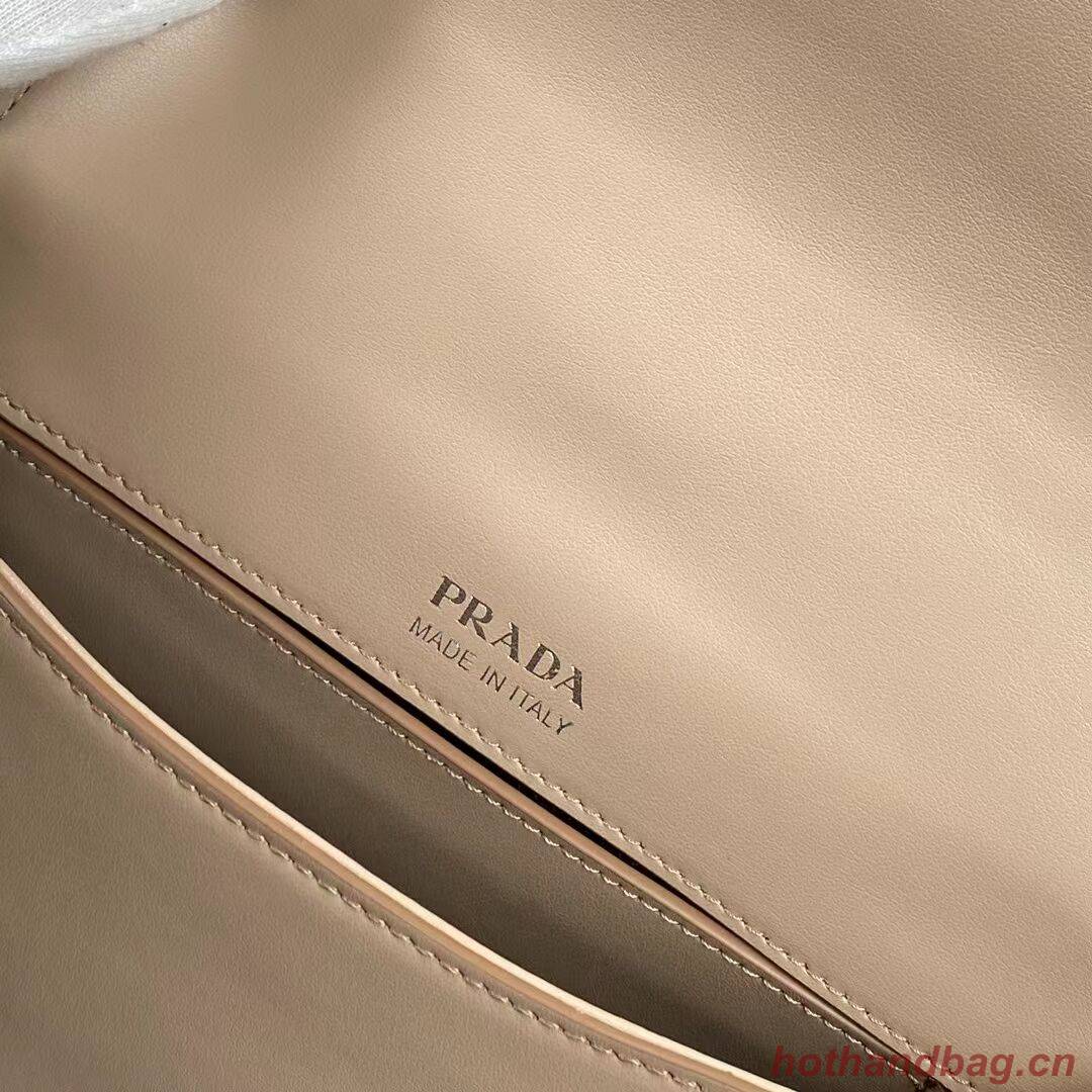 Prada Small brushed leather shoulder bag 1BA263 Biscuits