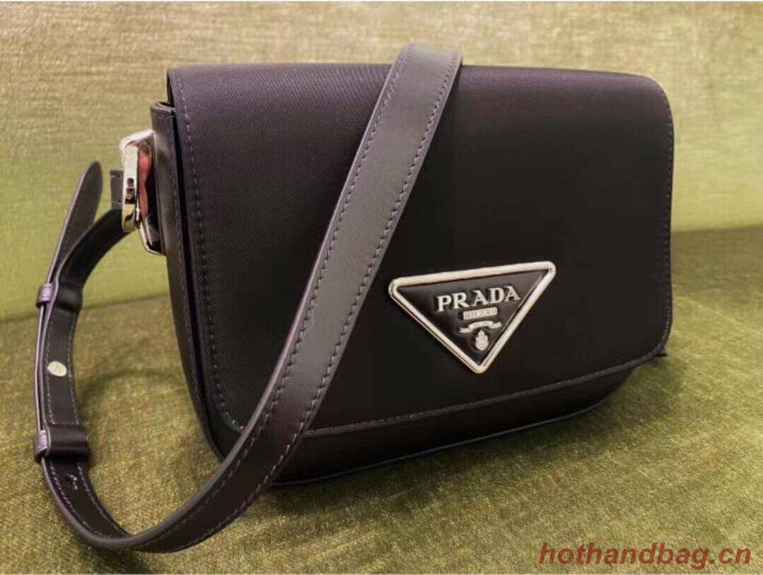 Prada Small brushed leather shoulder bag 1BA263 black