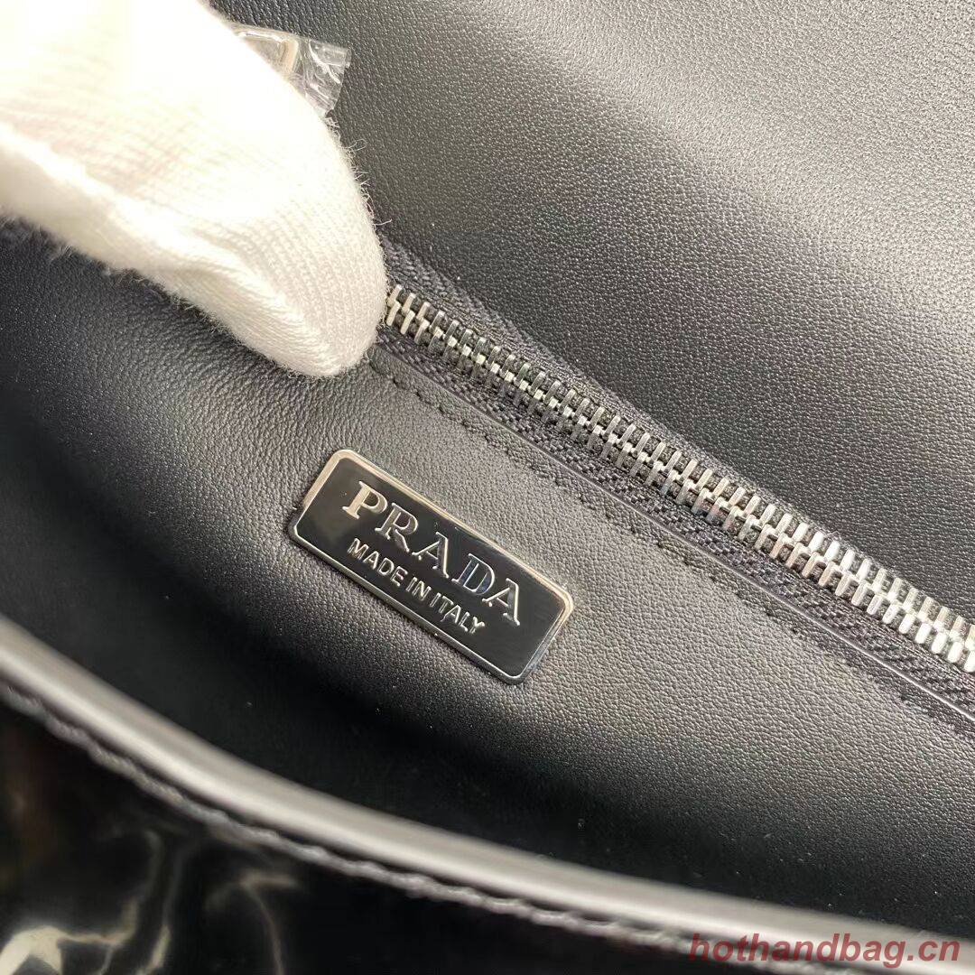 Prada Small brushed leather shoulder bag 1BH307 black