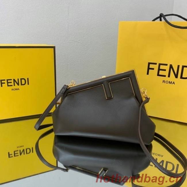 FENDI FIRST SMALL Dark brown leather bag 8BP129A