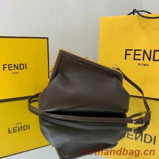 FENDI FIRST SMALL Dark brown leather bag 8BP129A