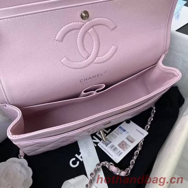 chanel classic handbag Lambskin & silver Metal A01112 pink