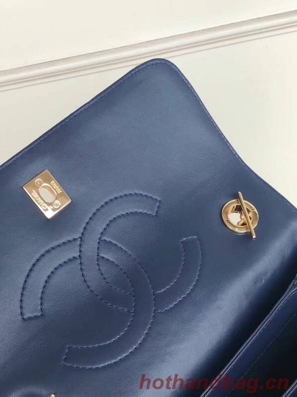 Chanel original lambskin top handle flap bag AS92236 royal blue&Gold-Tone Metal