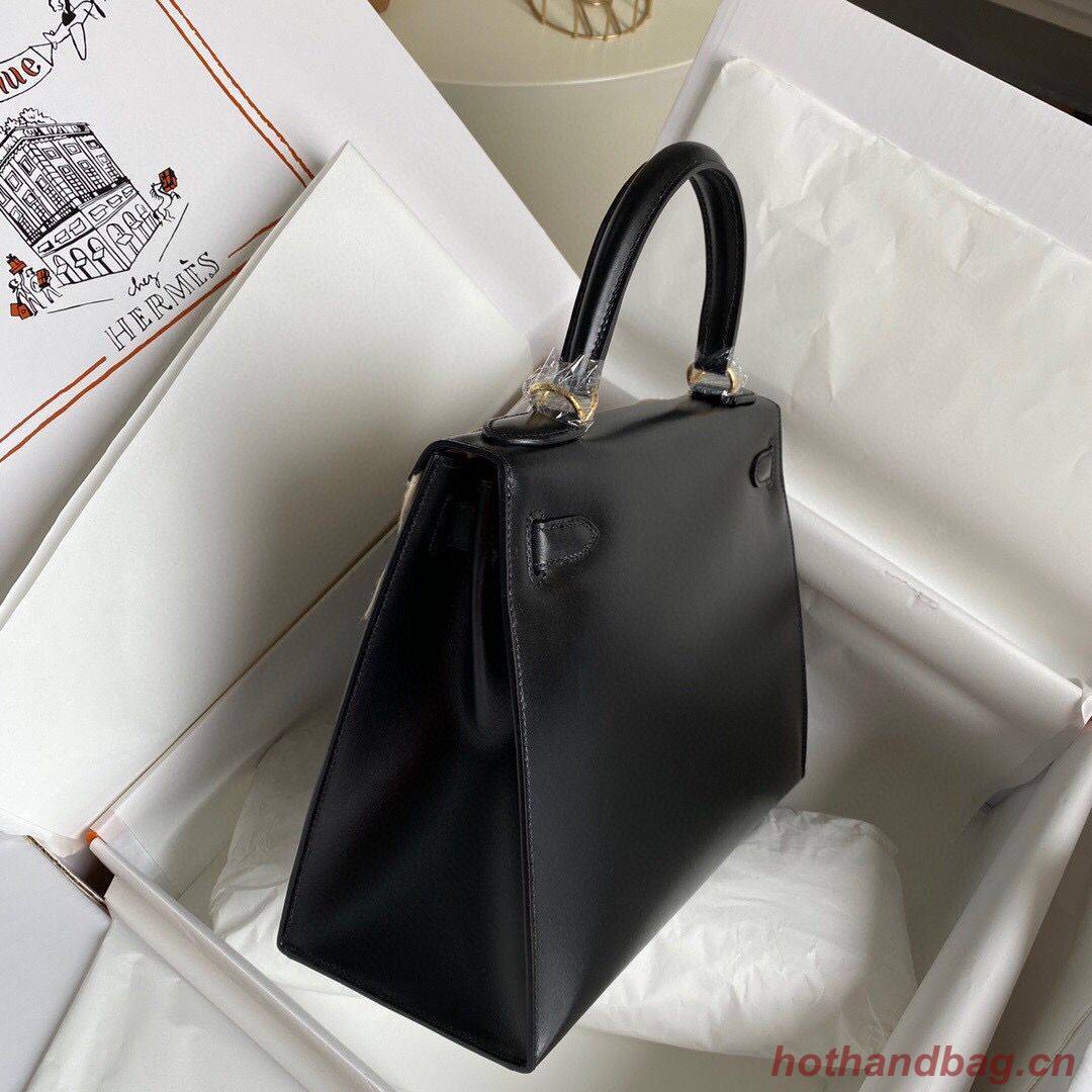 Hermes Kelly 28cm Shoulder Bags Smooth Leather KL28 Black