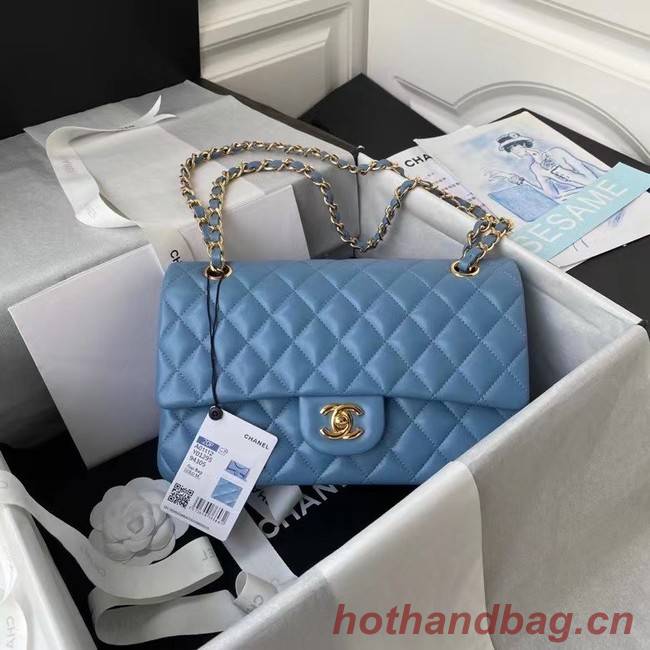 chanel classic handbag Lambskin & gold Metal A01112 blue