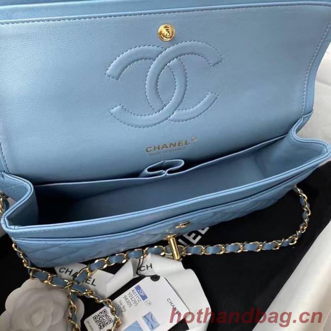 chanel classic handbag Lambskin & gold Metal A01112 blue