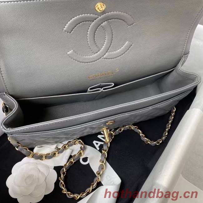 chanel classic handbag Lambskin & gold Metal A01112 dark grey