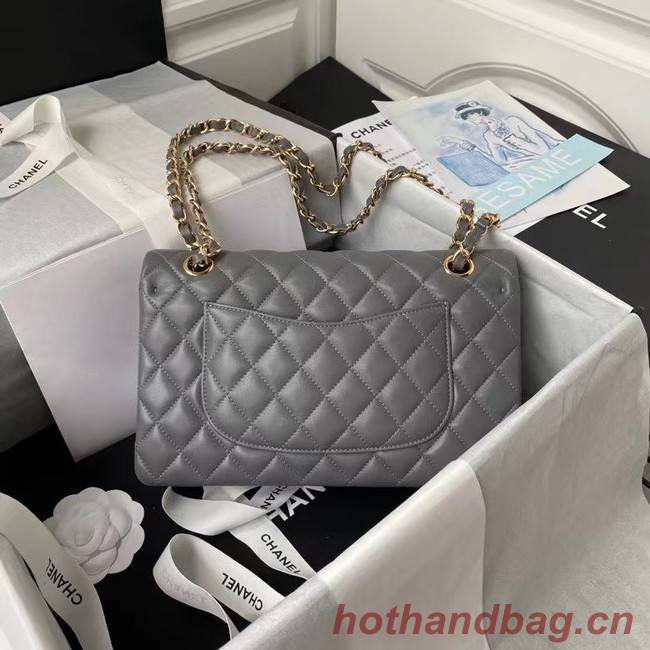 chanel classic handbag Lambskin & gold Metal A01112 dark grey