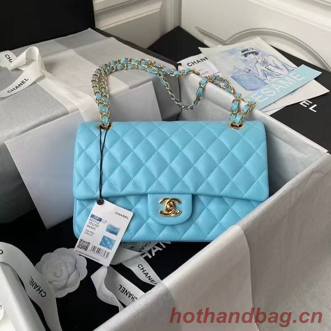chanel classic handbag Lambskin & gold Metal A01112 light blue