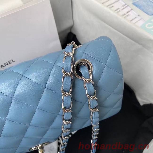 chanel classic handbag Lambskin & silver Metal A01112 blue