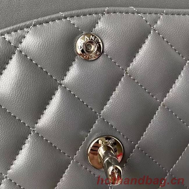 chanel classic handbag Lambskin & silver Metal A01112 dark grey