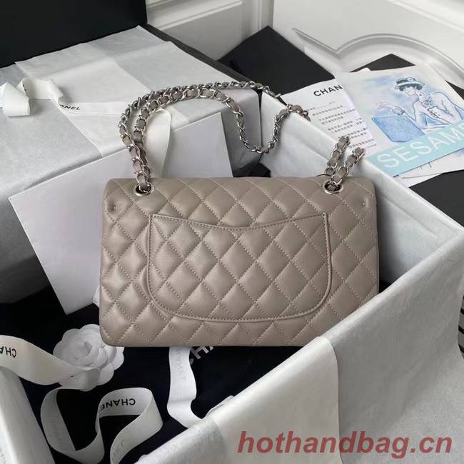 chanel classic handbag Lambskin & silver Metal A01112 grey