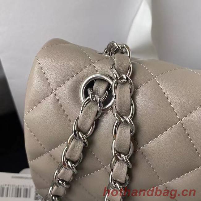 chanel classic handbag Lambskin & silver Metal A01112 grey