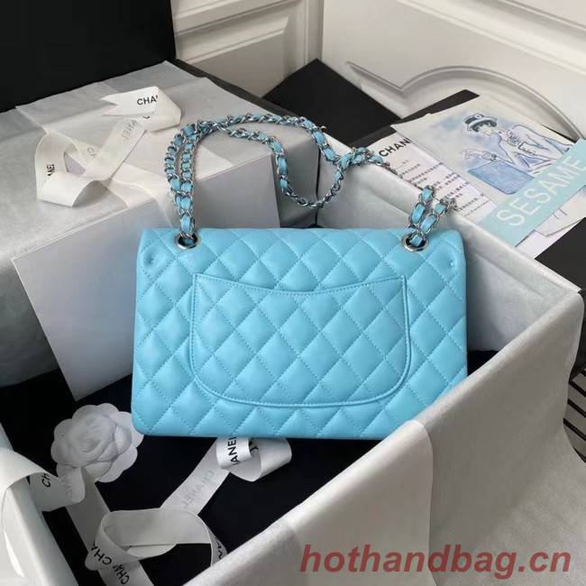 chanel classic handbag Lambskin & silver Metal A01112 light blue