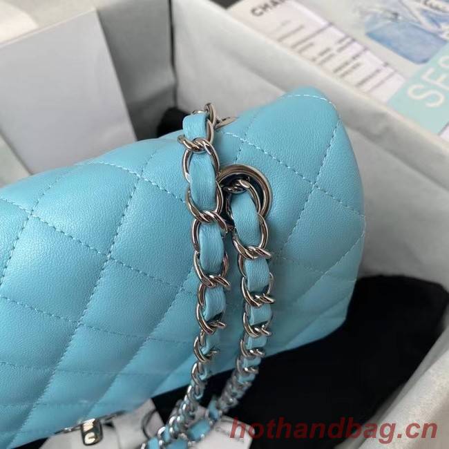 chanel classic handbag Lambskin & silver Metal A01112 light blue