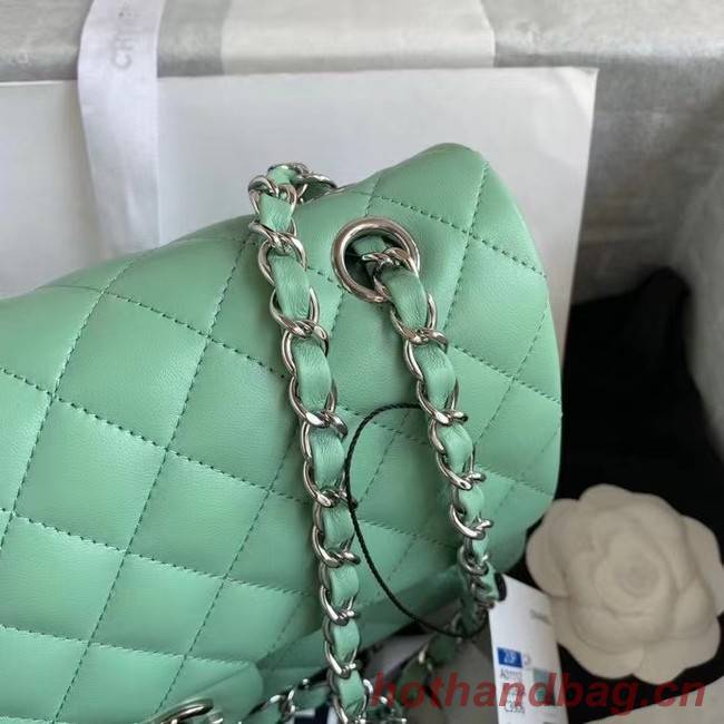 chanel classic handbag Lambskin & silver Metal A01112 light green
