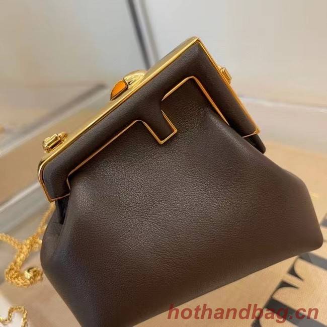 Fendi Original Leather Mini Clutch Bag 56831 Dark brown
