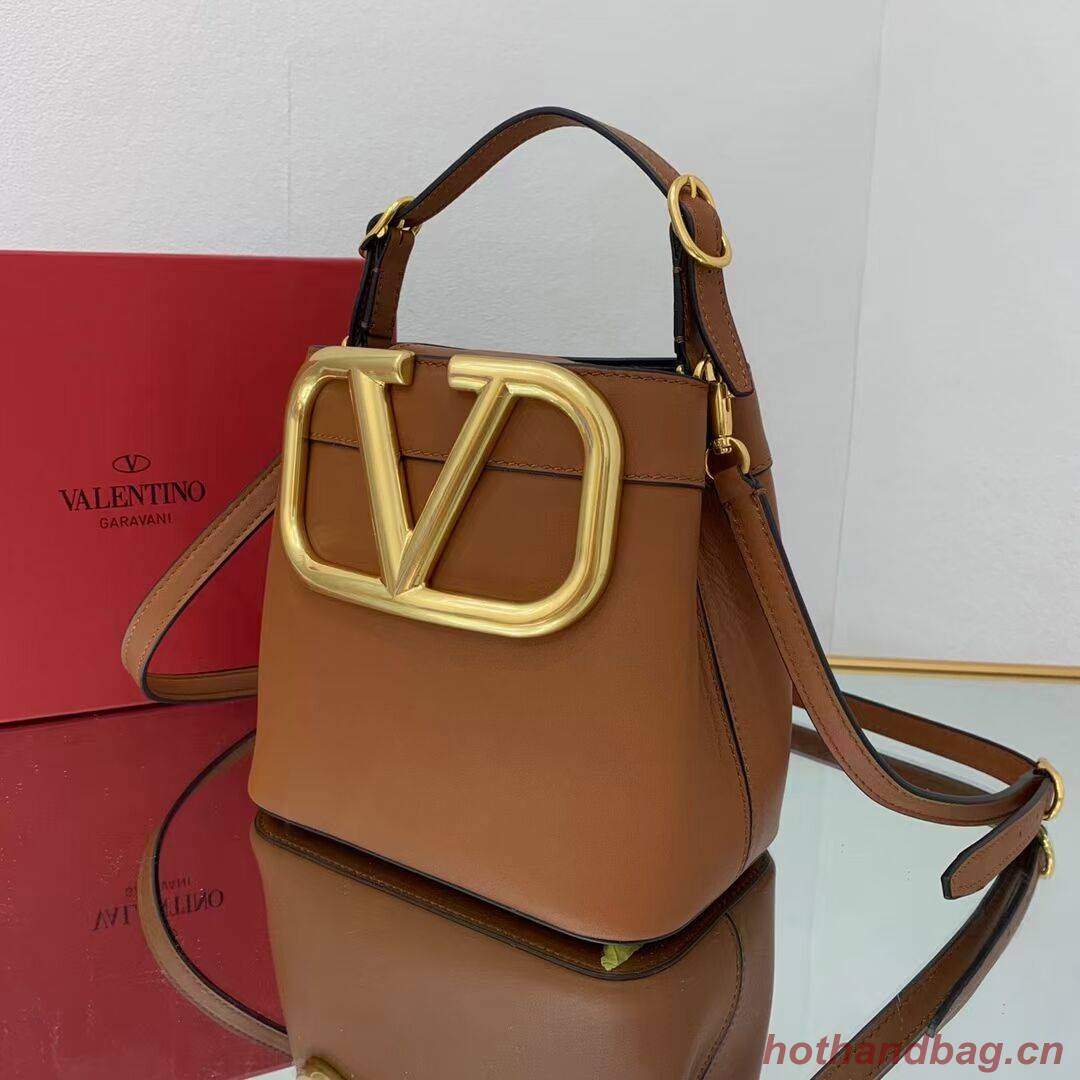 VALENTINO calf leather handbag V0754 brown
