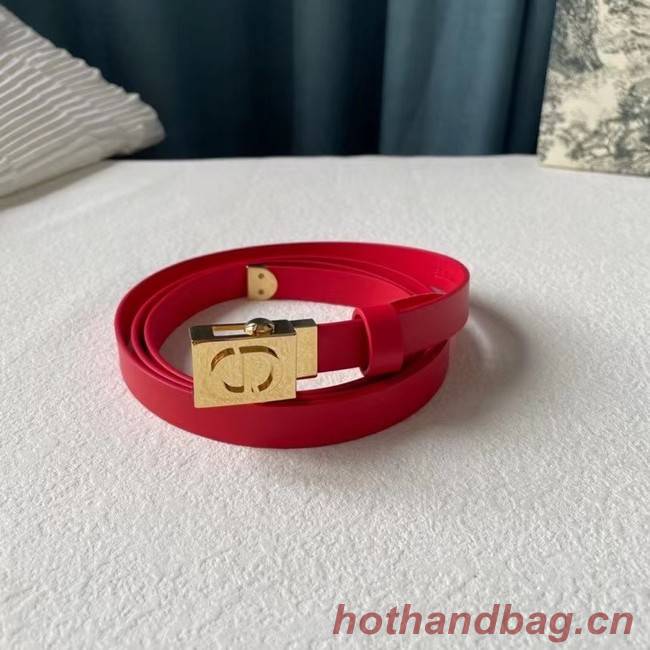 DIOR Leather 17MM Belt B0118UM red gold Buckle