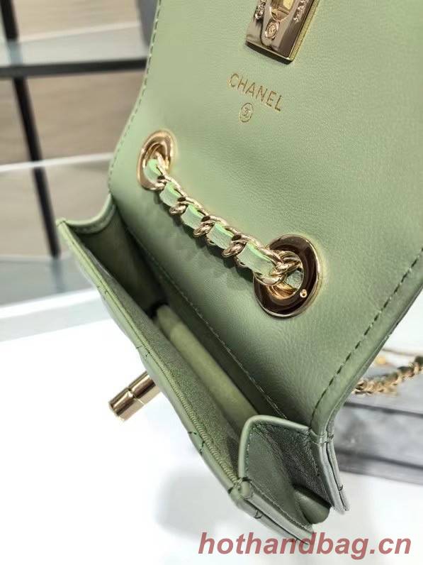 Chanel mini Flap Shoulder Bag Original leather AP2301 green
