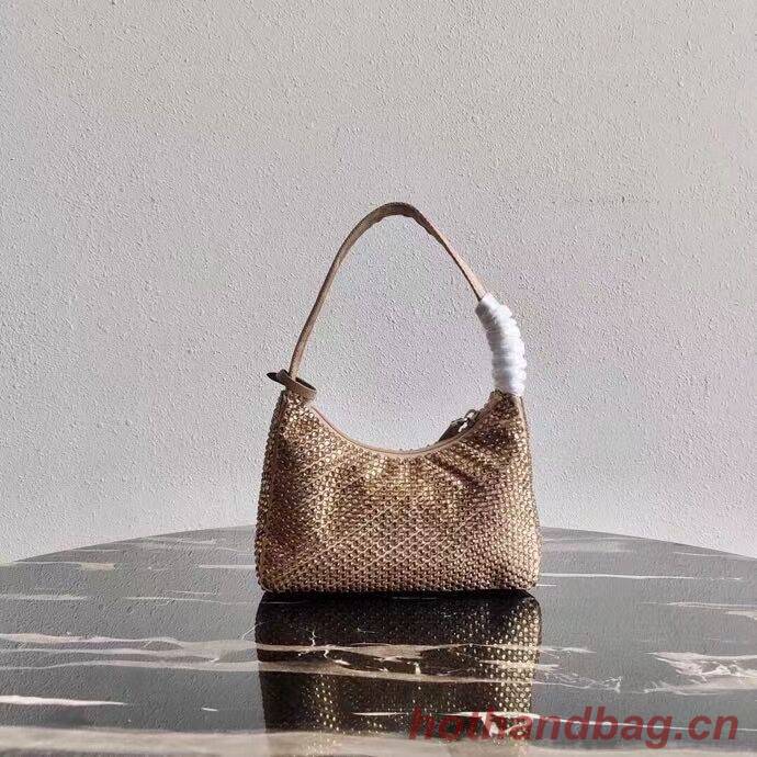 Prada Satin mini-bag with artificial crystals 1BE515 Biscuits