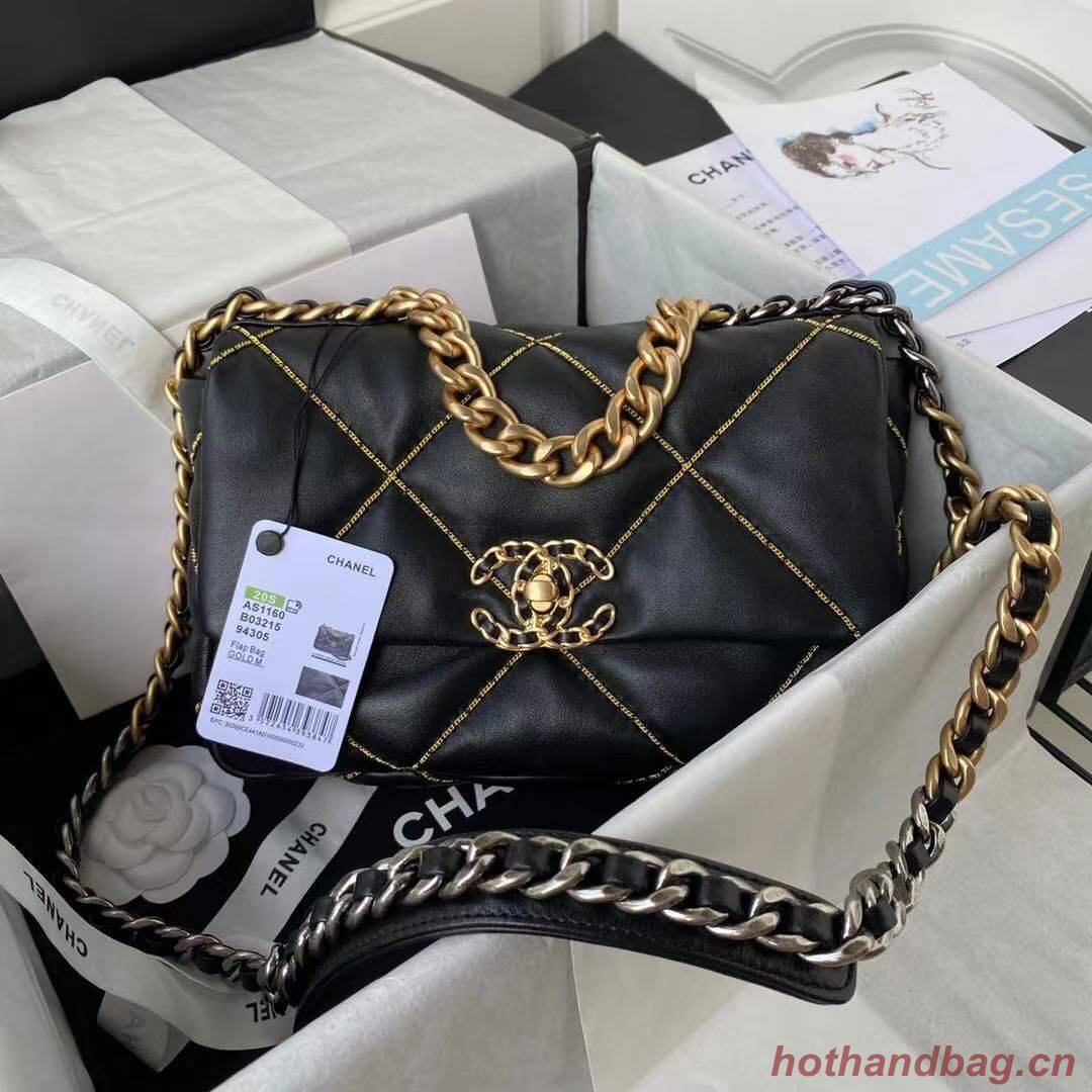 Chanel 19 flap bag AS1160A black