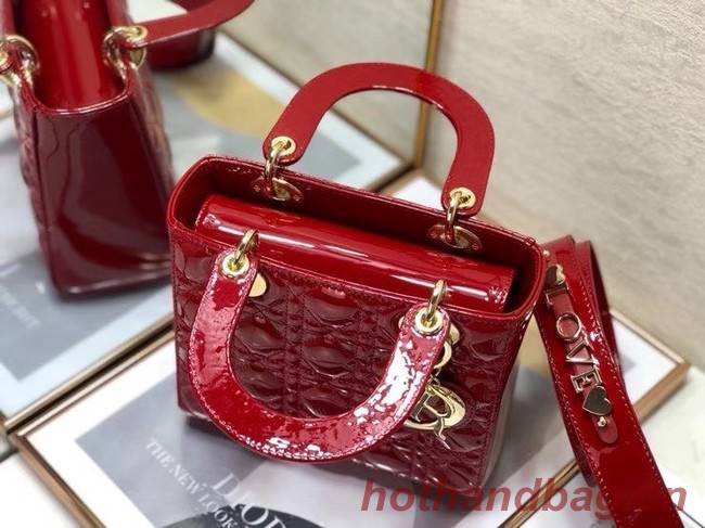 SMALL LADY DIOR BAG Red Patent Calfskin M0531 Red