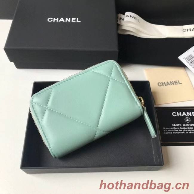 Chanel 19 Zip Card bag AP0949 light blue