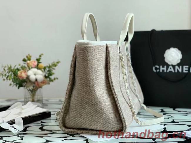 Chanel Canvas Tote Shopping Bag B66941 Cream