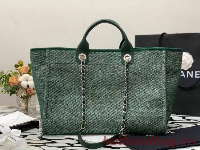 Chanel Canvas Tote Shopping Bag B66941 green