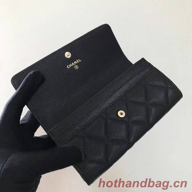 Chanel Calfskin Leather & Gold-Tone Metal Wallet AP2036 black