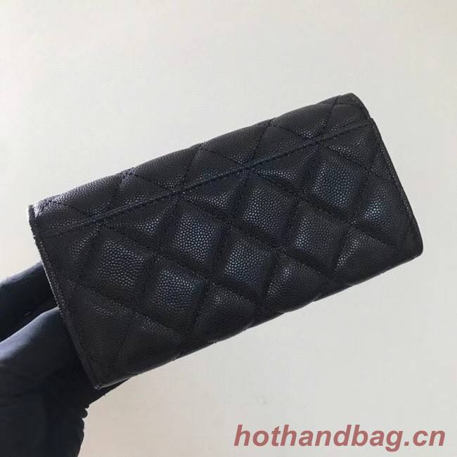 Chanel Calfskin Leather & Gold-Tone Metal Wallet AP2036 black