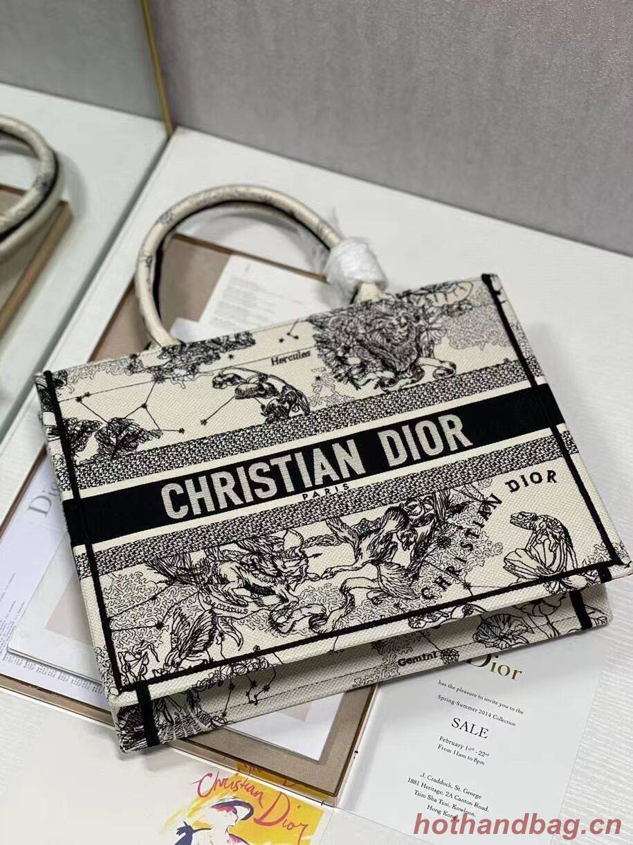 DIOR BOOK TOTE Latte Multicolor Dior Zodiac Embroidery M1296ZR DIOR BOOK TOTE Latte Multicolor Dior Zodiac Embroidery M1296ZR