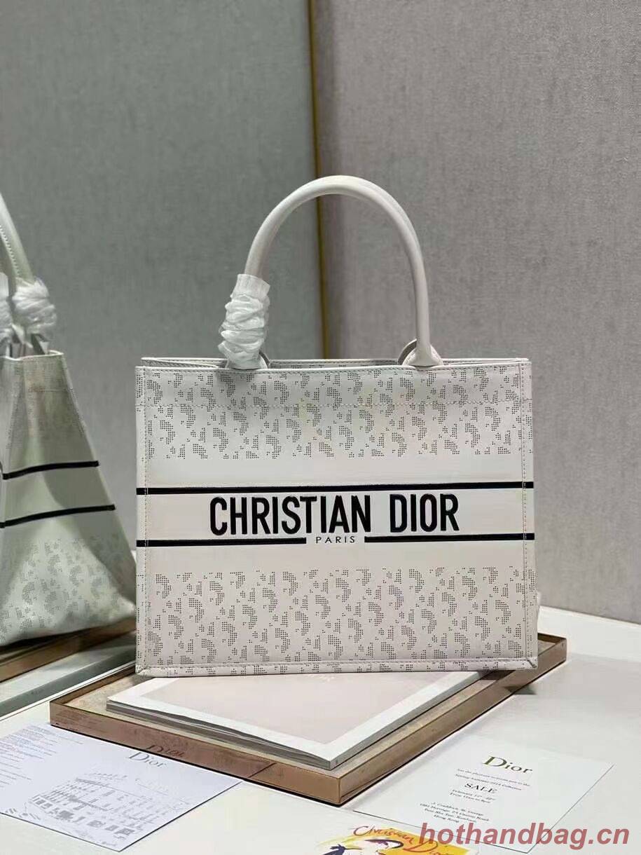 DIOR BOOK TOTE leather Constellation Embroidery M1296ZR white