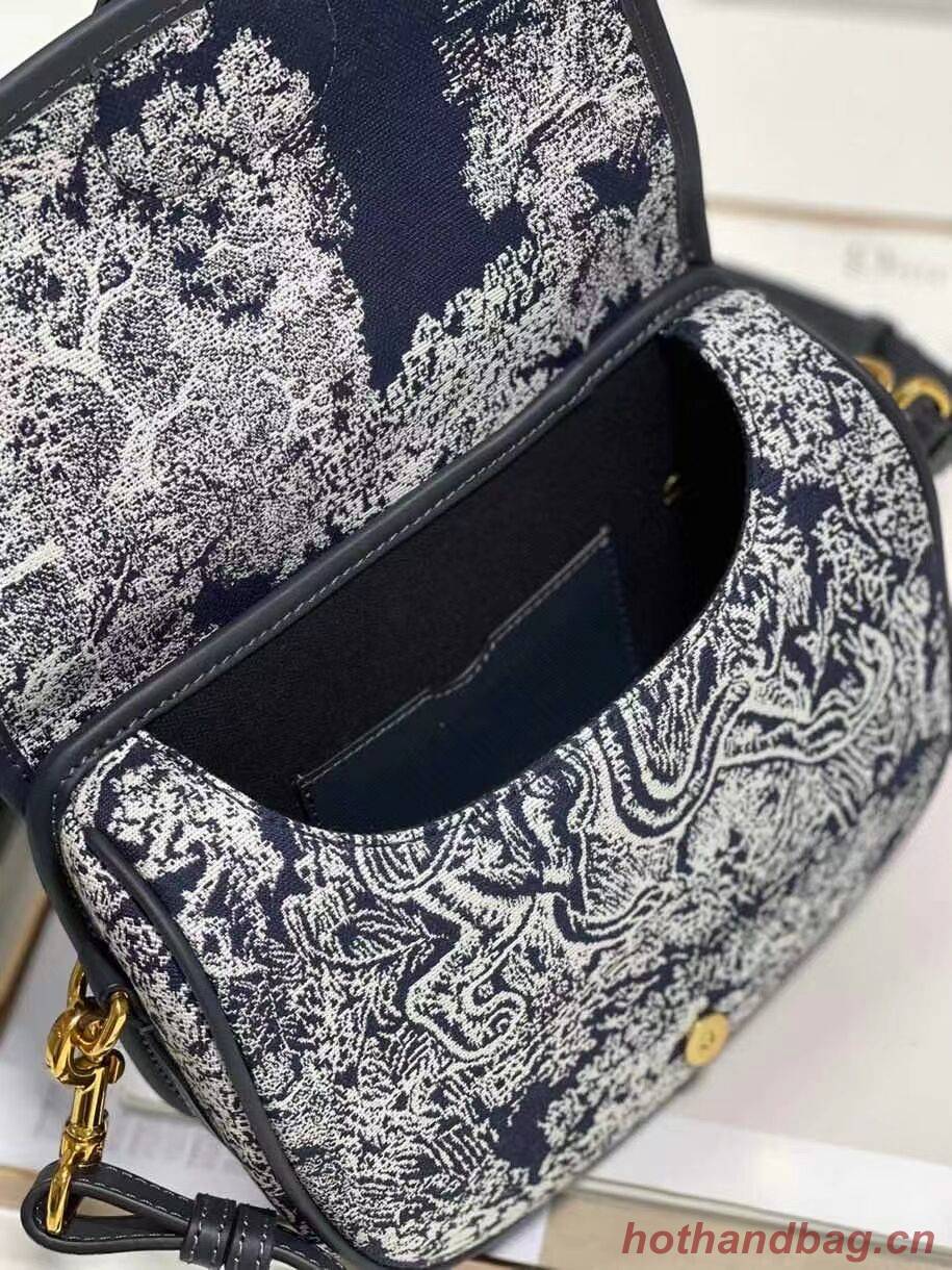 MEDIUM DIOR BOBBY BAG Warm Taupe Box Oblique Embroidery C9268 dark blue