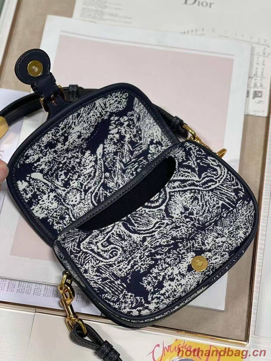SMALL DIOR BOBBY BAG Warm Taupe Box Oblique Embroidery C9269 dark blue