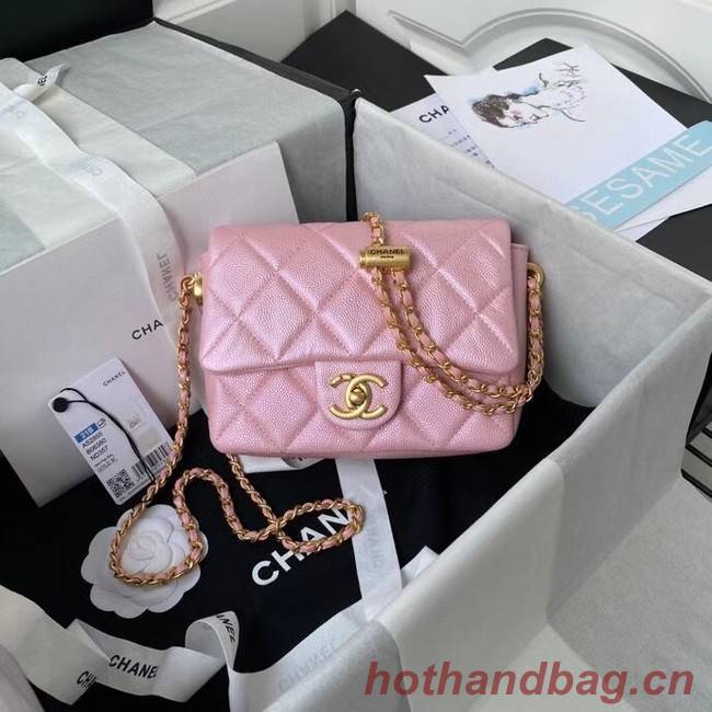 Chanel Flap Shoulder Bag Grained Calfskin AS2855 pearl pink