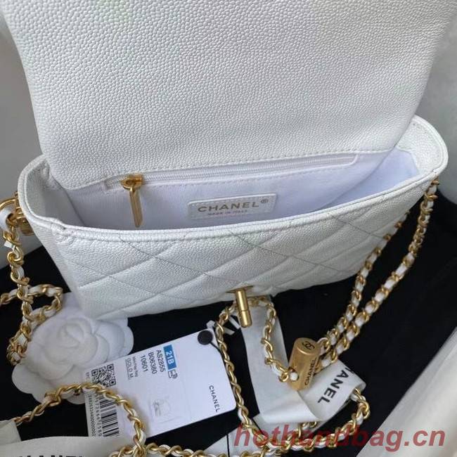 Chanel Flap Shoulder Bag Grained Calfskin AS2855 white 