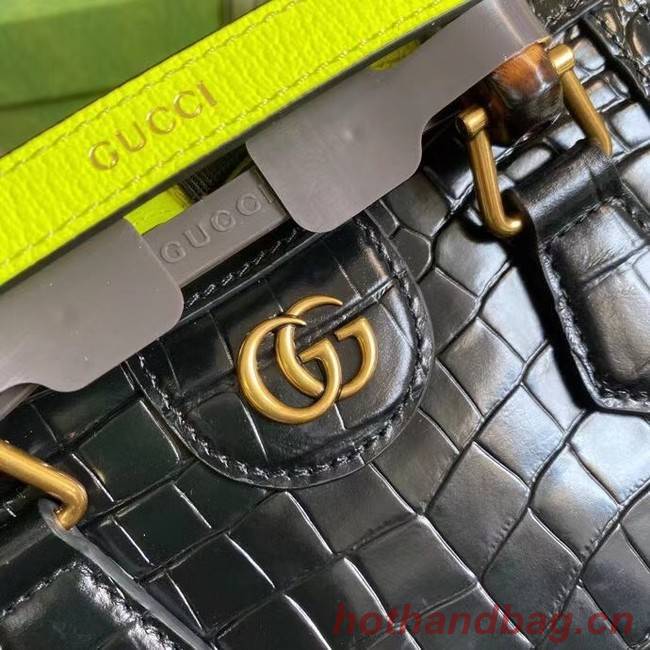 Gucci Diana mini tote bag crocodile 655661 black