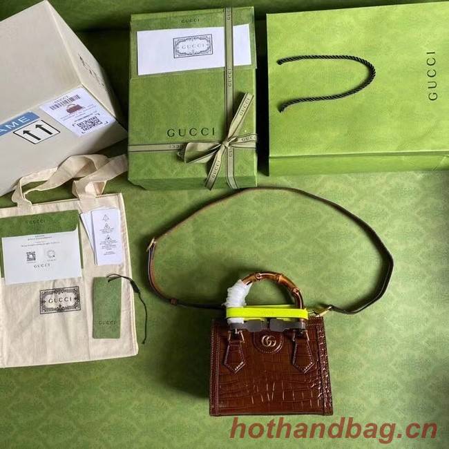 Gucci Diana mini tote bag crocodile 655661 brown
