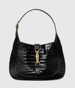 Gucci Jackie 1961 crocodile small shoulder bag 636709 black