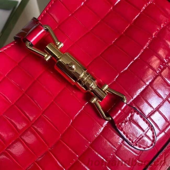 Gucci Jackie 1961 crocodile small shoulder bag 636709 red