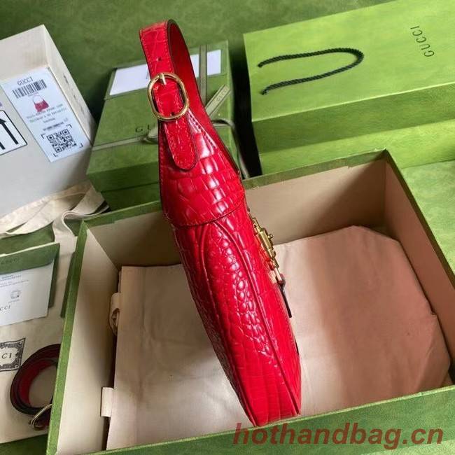 Gucci Jackie 1961 crocodile small shoulder bag 636709 red