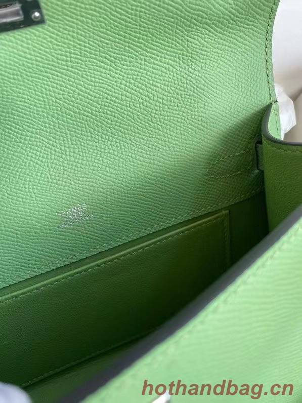 Hermes Original Epsom Leather KEL2278 green&Silver-Tone Metal