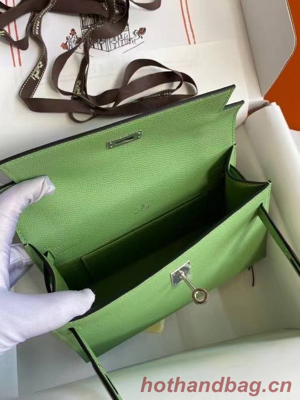Hermes Original Epsom Leather KEL2278 green&Silver-Tone Metal