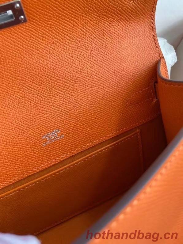 Hermes Original Epsom Leather KEL2278 orange&Silver-Tone Metal